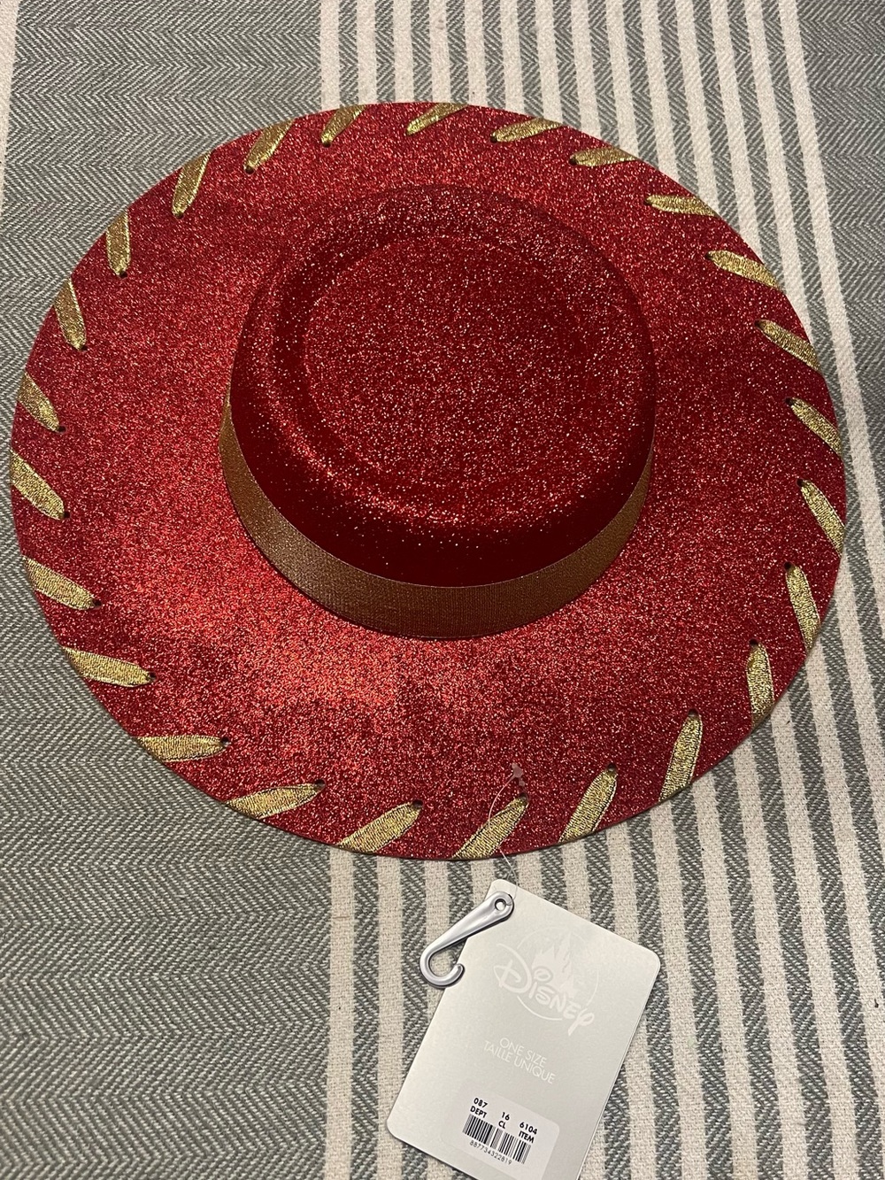 Disney Jesse the Cowgirl Red Glitter Wide-Brim Hat with Gold Accents NWT